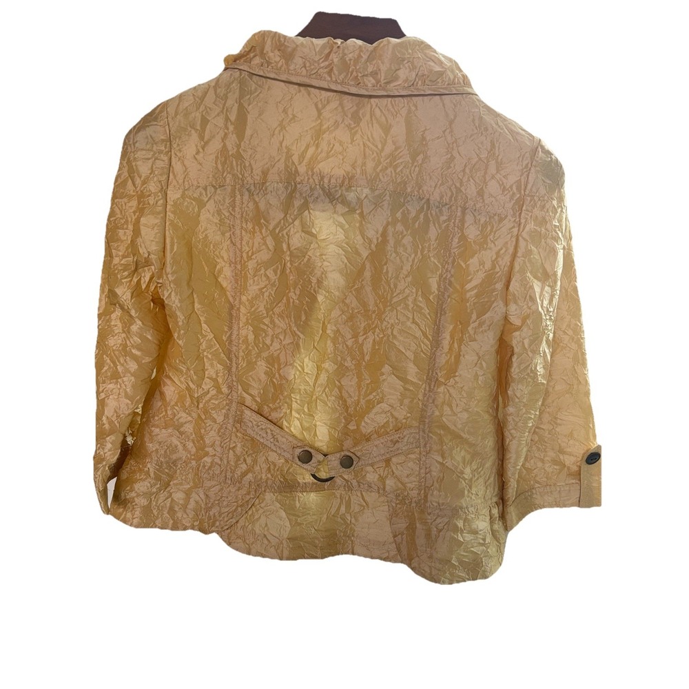 Chico's Women's Size 4 Crinkle Gold Yellow Sheen Shaya Jacket Size 0 Pockets - Picture 6 of 7